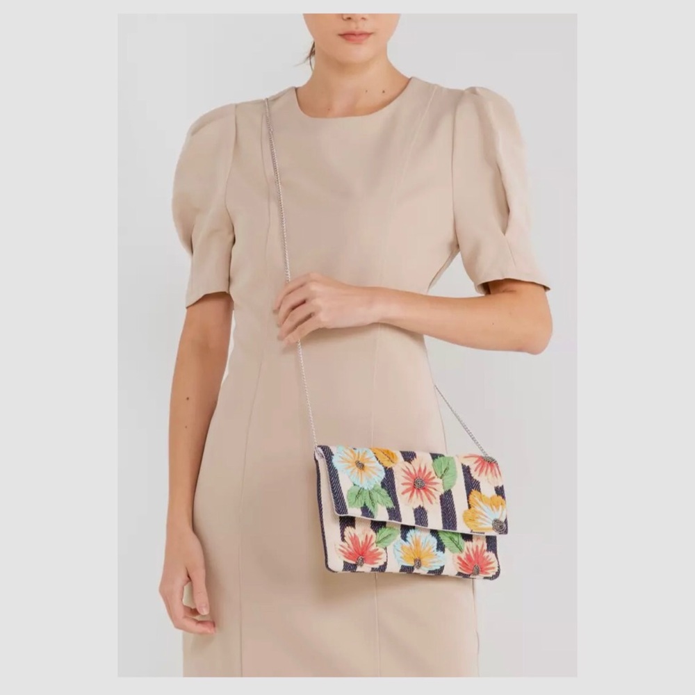 Floral Embroidered Striped Women's Clutch or crossbody bag multicolor summer bag